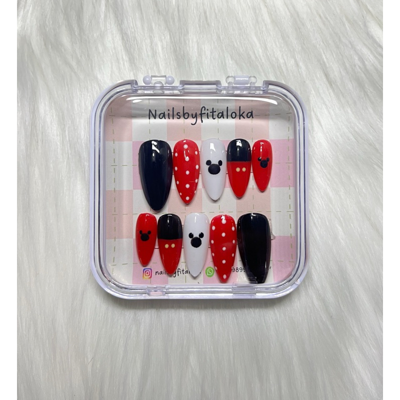 press on nails / kuku palsu / fake nail handmade / mickey mouse