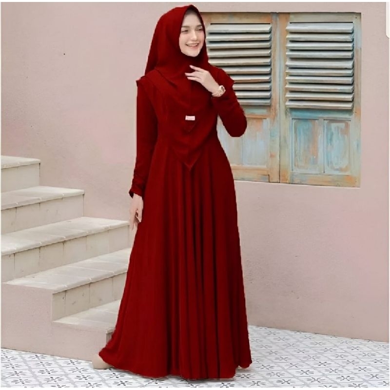 Set Syar'i Pashmina Oval Gamis Wanita BahanCrinkle Airflow Premium