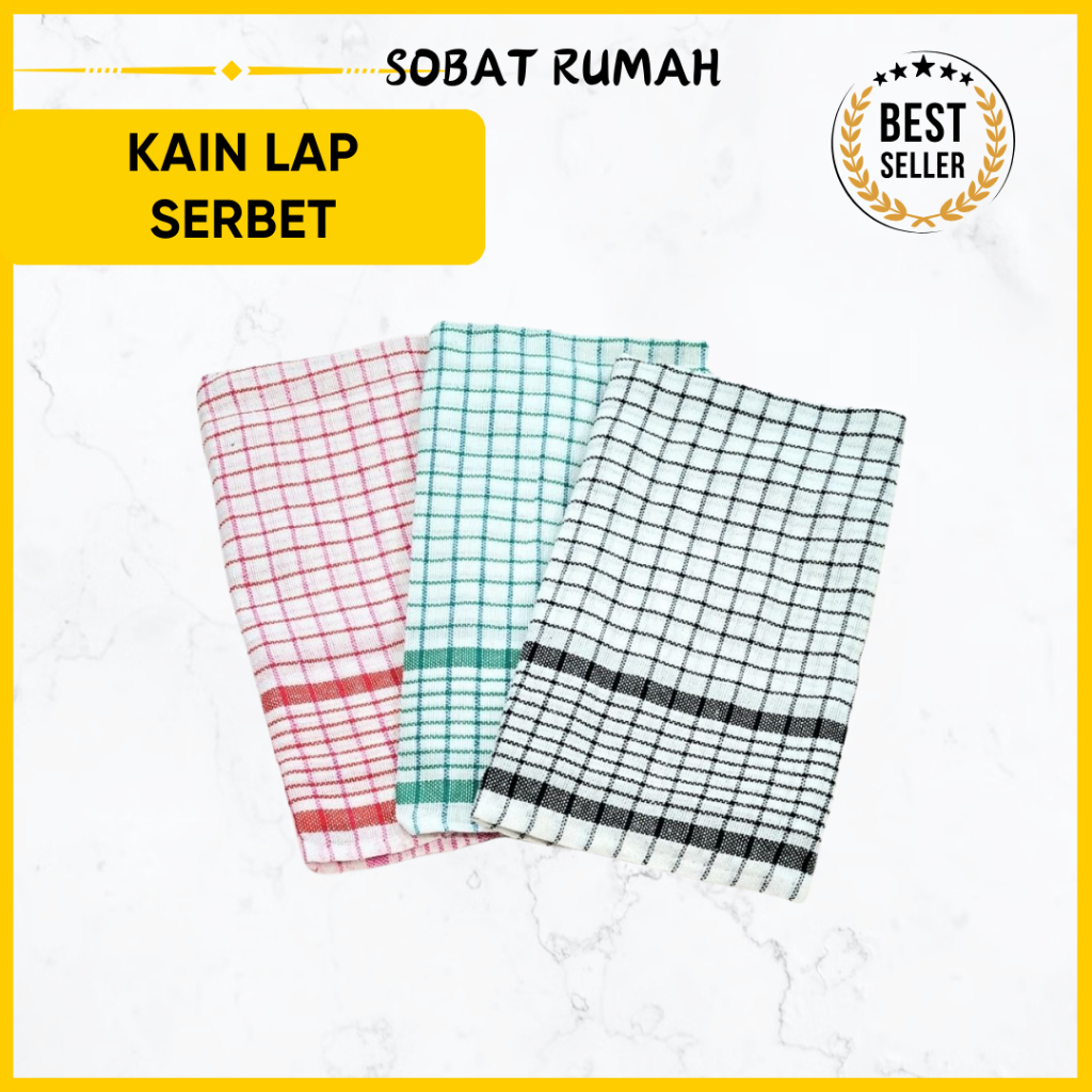 KAIN LAP SERBET Dapur Serbaguna Lap Piring Wajan Panci Gantung KOTAK Cempal Kitchen Jumbo Katun Sera