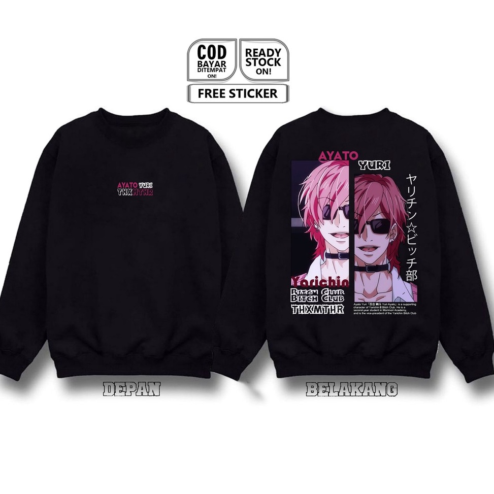 HEMAT PROMO SWEATER CREWNECK AYATO YURI YARICHIN BITCH CLUB TAKASHI YUU KASHIMA TAMURA FUJISAKI ANIM