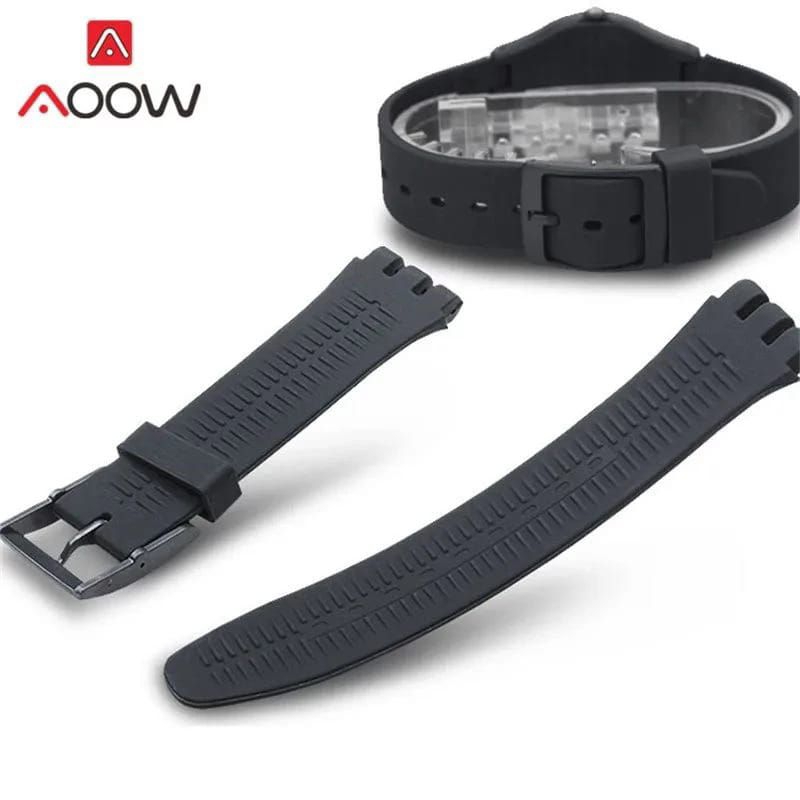 Rubber Strap Swatch 17mm 19mm Hitam