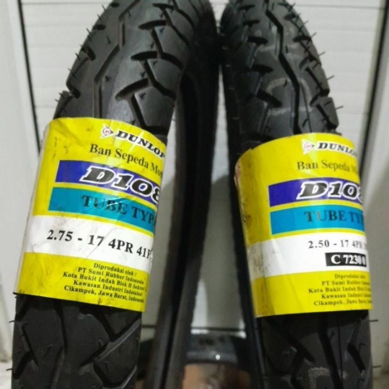 BAN DUNLOP BEBEK RING 17  D108  2.75-17 | 2.50-17 TUBE TYPE NON TUBELESSS