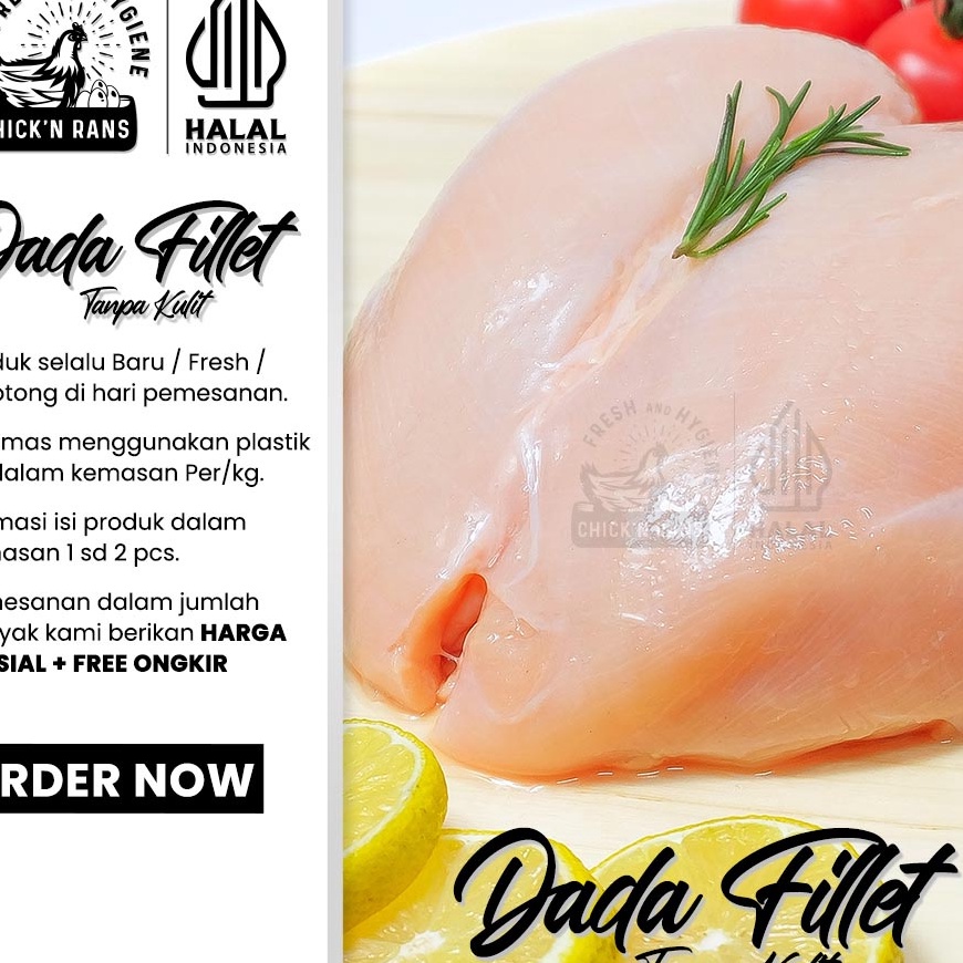 

Free Ongkir Daging Ayam Dada Fillet Boneless Tanpa Kulit Fresh 1kg