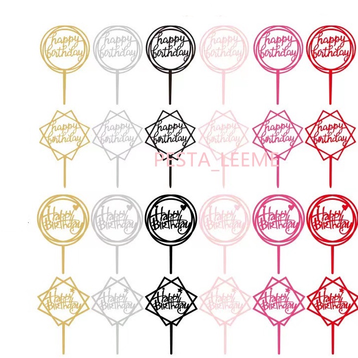 

HEMAT PROMO Cake topper akrilik happy birthday gold 1pcs dekorasi ulang tahun