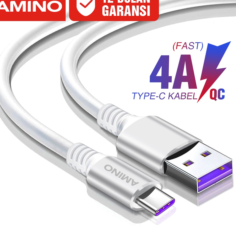 AMINO Kabel Data Type C Fast Charging 4A Cable Quick Charger PD  QC 3 VOOC 3 Untuk xiaomi redmi oppo