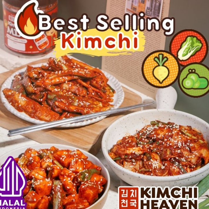 

COD 4g Fresh Korean Kimchi in Jar Halal Sawi Lobak Timun Mix