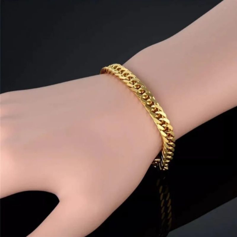 gelang model rantai rapat titanium anti karat anti luntur laki-laki perempuan