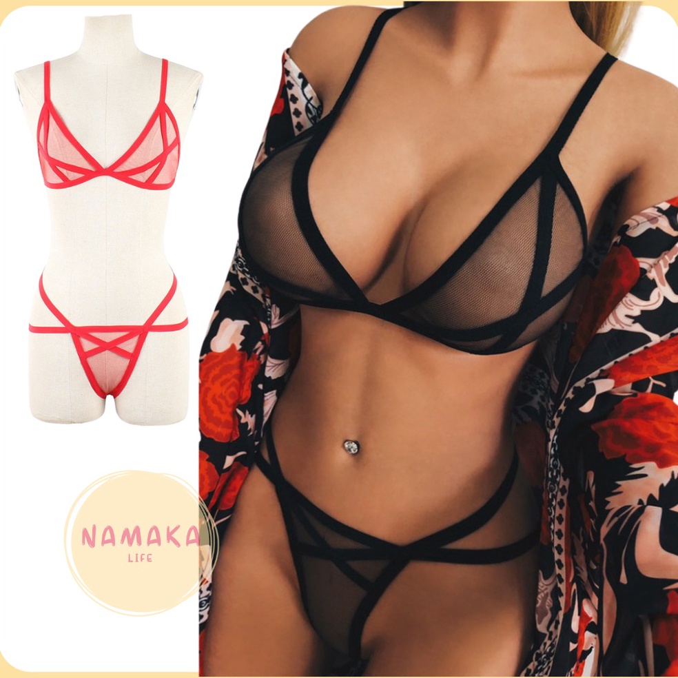 MURAH LEBAY NL LINGERIE BIKINI SET WANITA PEREMPUAN PREMIUM LINJERI CD KOLOR BH BRA SEXY SEE PAKAIAN