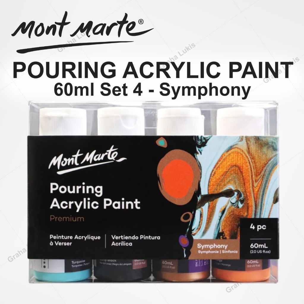 

Mont Marte Premium Pouring Acrylic Paint 60ml (2oz) 4pc Set - Symphony