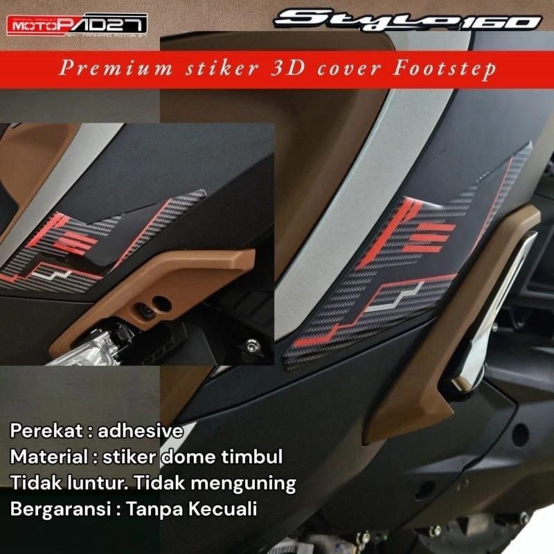stiker timbul resin footstep honda stylo 160 original motopad 27