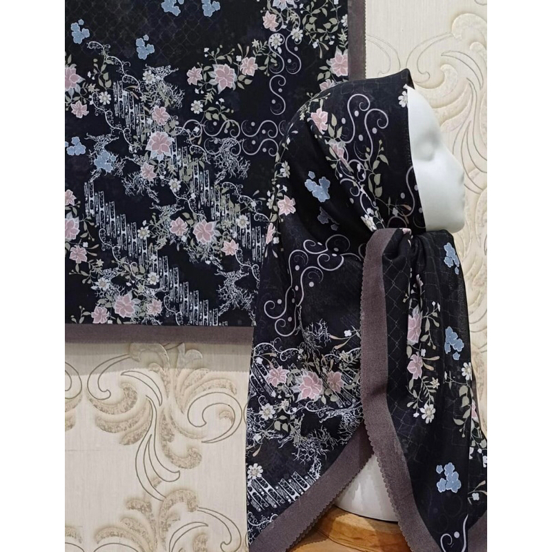 HIJAB VOAL MOTIF BJ (HITAM, COKLAT DAN HIJAU)