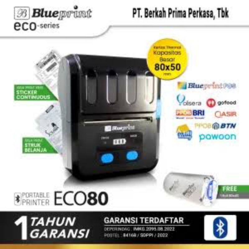 Printer Portable Thermal 80 BLUEPRINT ECO80 Bluetooth Label Resi