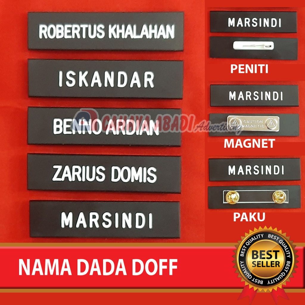 

Nama Dada atau Name Tag atau Papan Nama Doff