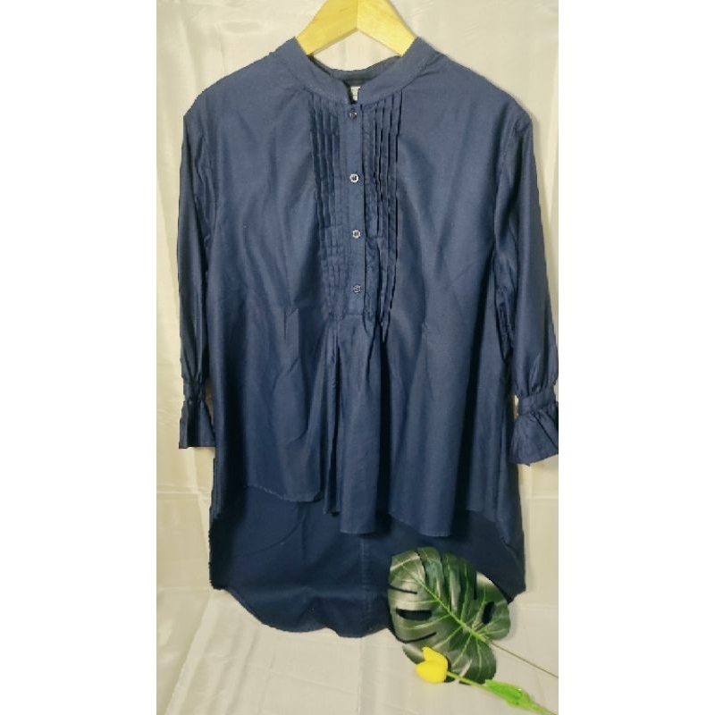 BLOUSE Wanita Bahan Catton Toyobo Warna Navy PRELOVED