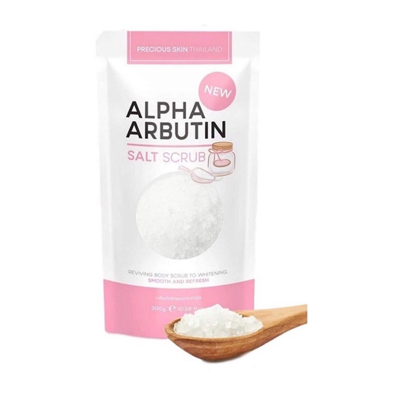 Alpha Arbutin Salt Scrub Whitening Body Shower Lulur Pemutih Badan