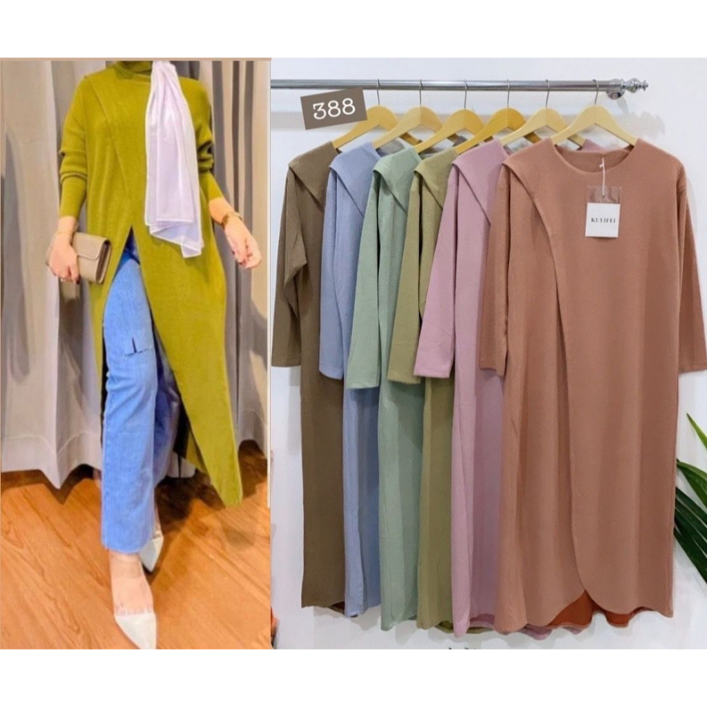 MIDI KNIT RAJUT 388 BELAH SILANG LONG TUNIK TEBARU VIRAL KEKINIAN TERMURAH