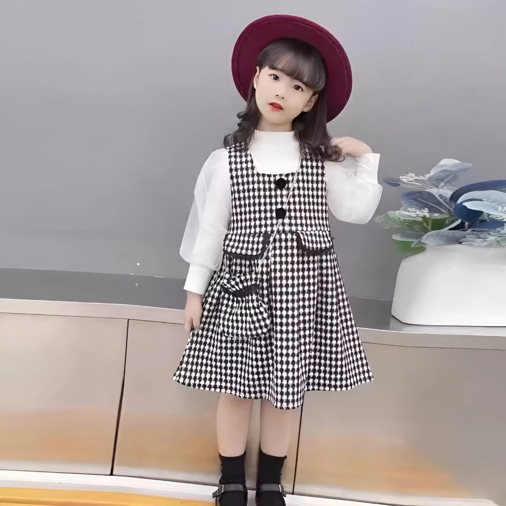 Promo | Dress Anak Perempuan Usia 1- 4 Tahun | Fashion Trendy Anak Cewek Model Dress 2In1 Inner Leng