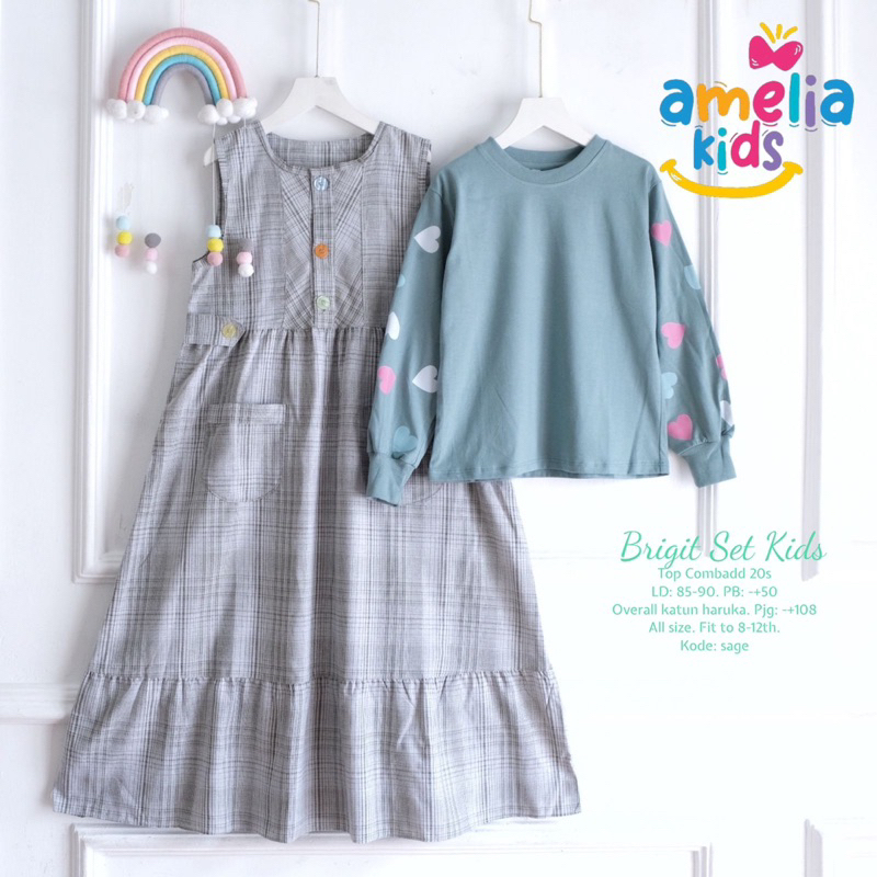 Brigit Set Kids / amelia kids / gamis anak / dress anak / gamis anak 8 - 12tahun