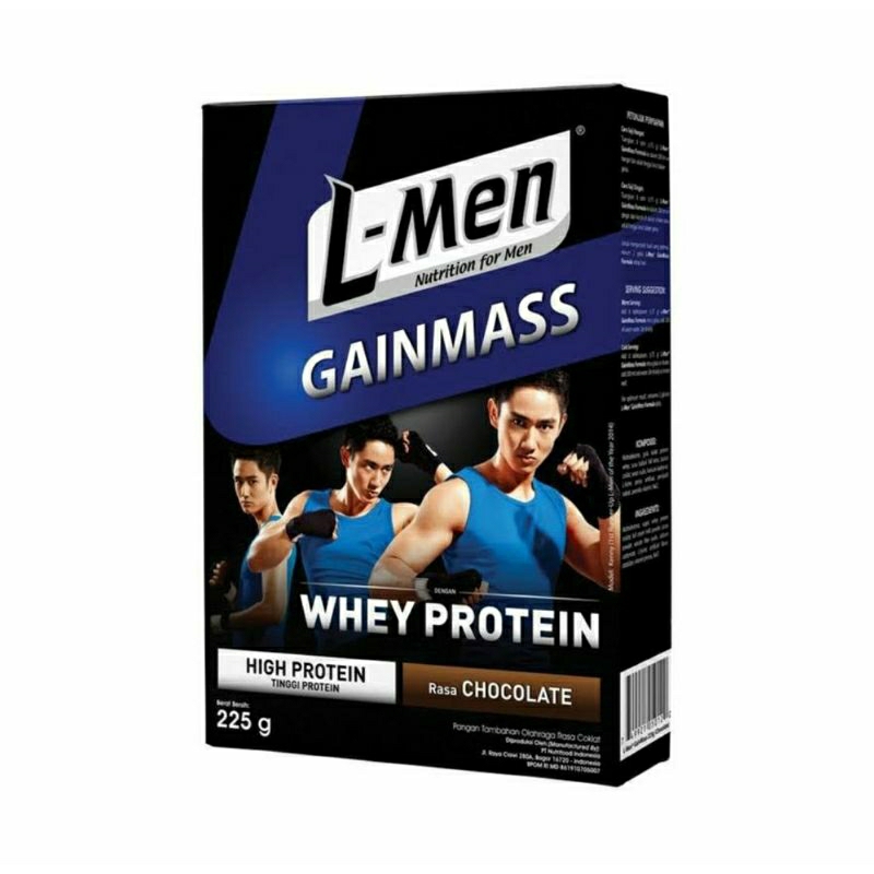 Susu L-Men GainMass 225 gram Chocolate L Men Gain Mass Coklat LMen 225 g Penambah Massa Otot High Pr