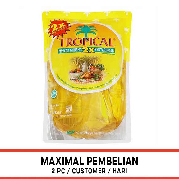 

GROSIR MURAH TROPICAL 2X PENYARINGAN REFILL 2 LITER MINYAK GORENG