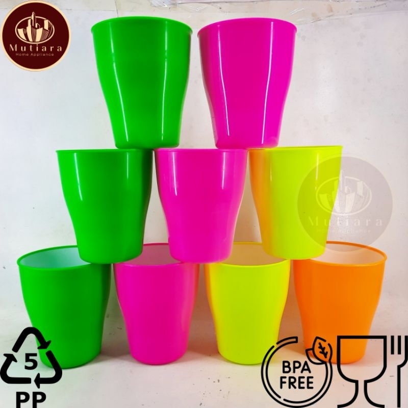 Gelas Gunma Calista Premium |  Warna Luar Putih Dalam | Gelas Harian 300 ml | Gelas estetik | Gelas 