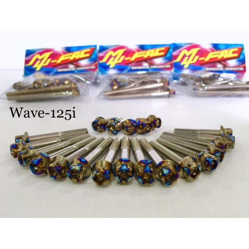 baut set titanium burn blok mesin wave125/supra125