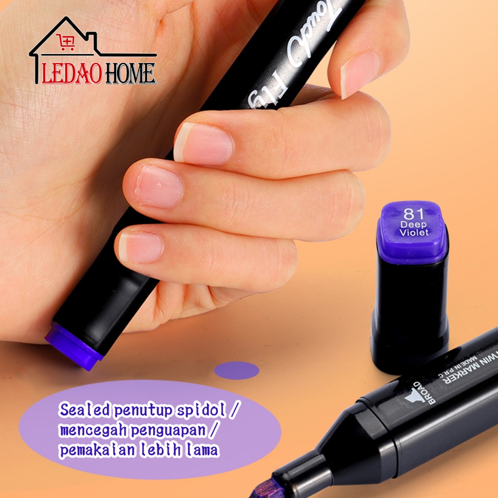 

Ay00! LEDAOHOME 2 in 1 Spidol dan Stabilo Touch Isi 24/36/48/60/80 Warna Dual Side Fine Art Brush
