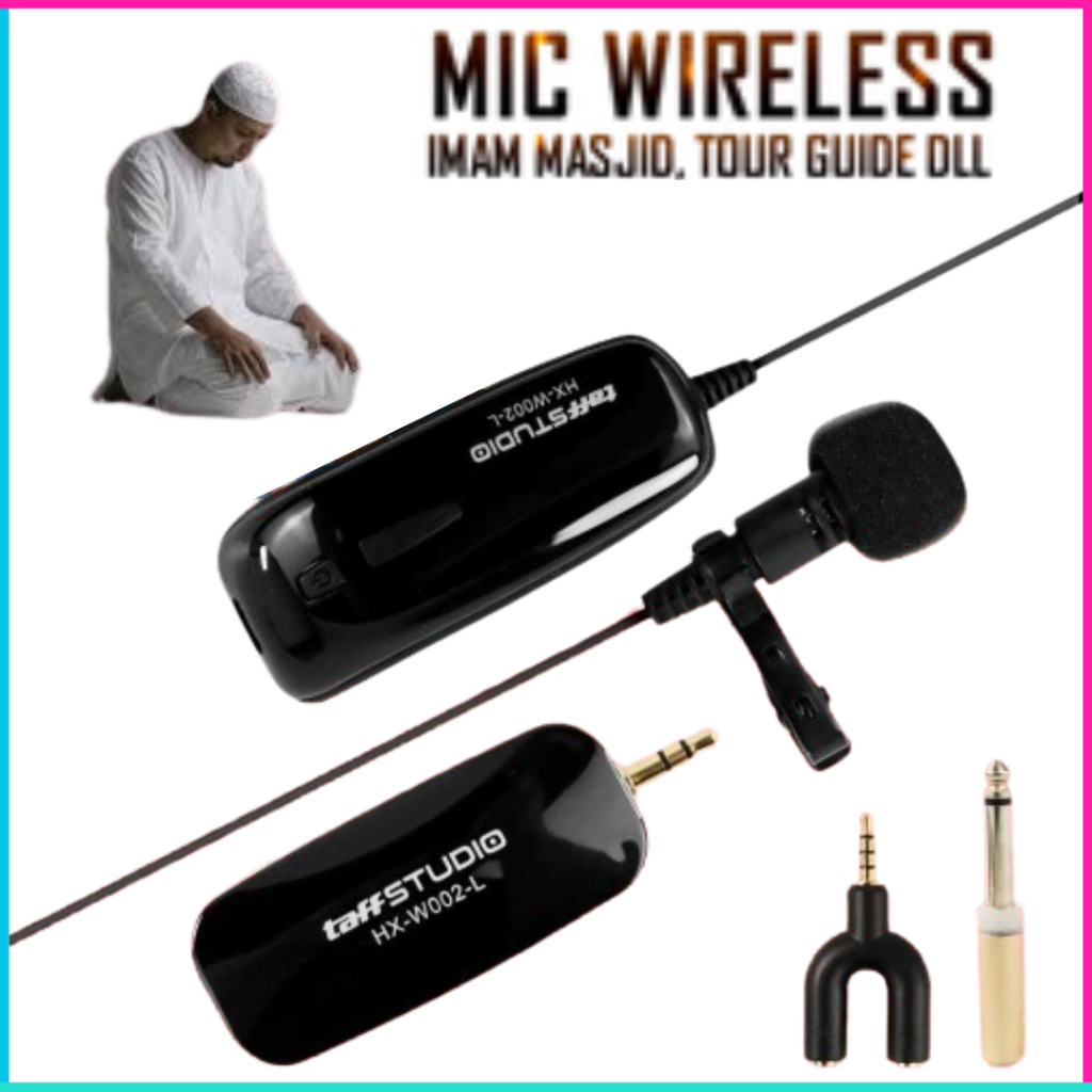 COD Cepat TaffSTUDIO Wireless UHF Call Center Mic with / Mic Jepit kabel Imam Masjid Sholat mikrofon