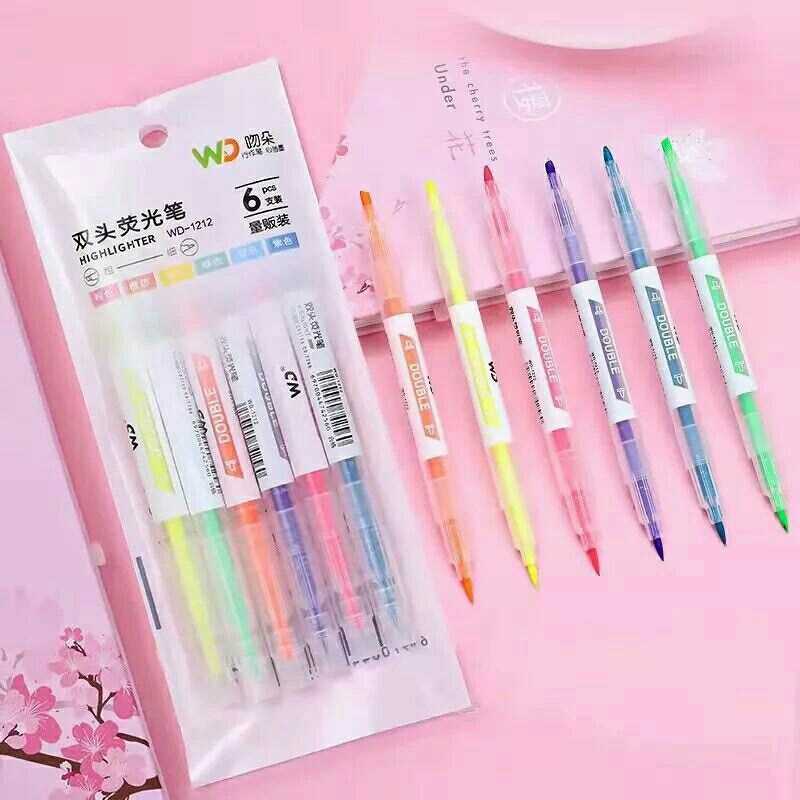 

Stabilo 2 Sisi Warna Warni Isi 6Pcs Stabilo Highlighter pen Pena warna warni satu set