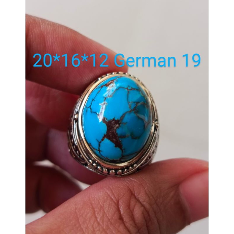 Natural Cincin Batu Pirus Mesir Blue Fancy Jenong dim Kantor Istimewa
