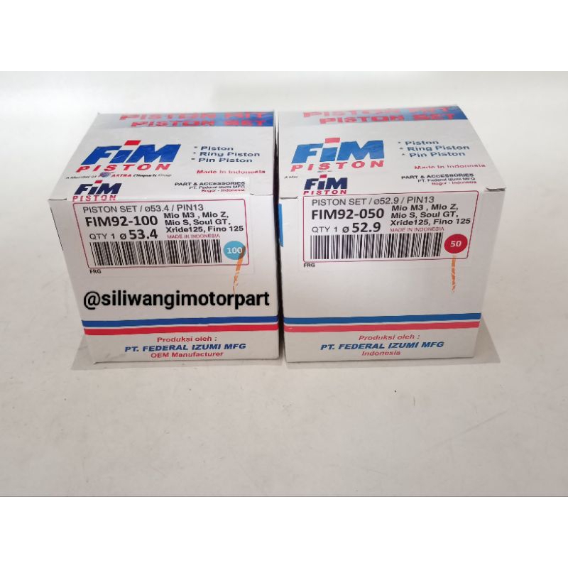 Piston Kit Seher Kit Mio M3, Mio 125, Soul GT 125 & Freego FIM92 IZUMI oversize 50 100