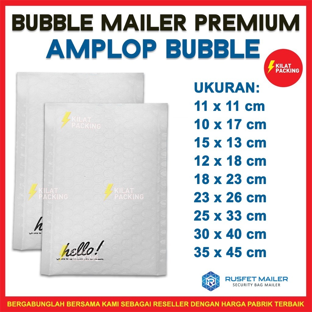 AMPLOP BUBBLE MURAH | BUBBLE MAILER | POLYBUBBLE RUSFET MURAH WHITE / PUTIH