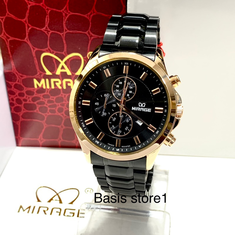 Jam Tangan Pria MIRAGE ORIGINAL Water Resistant Rantai Stainless Steel Tanggal Aktif Analog Kuarsa T