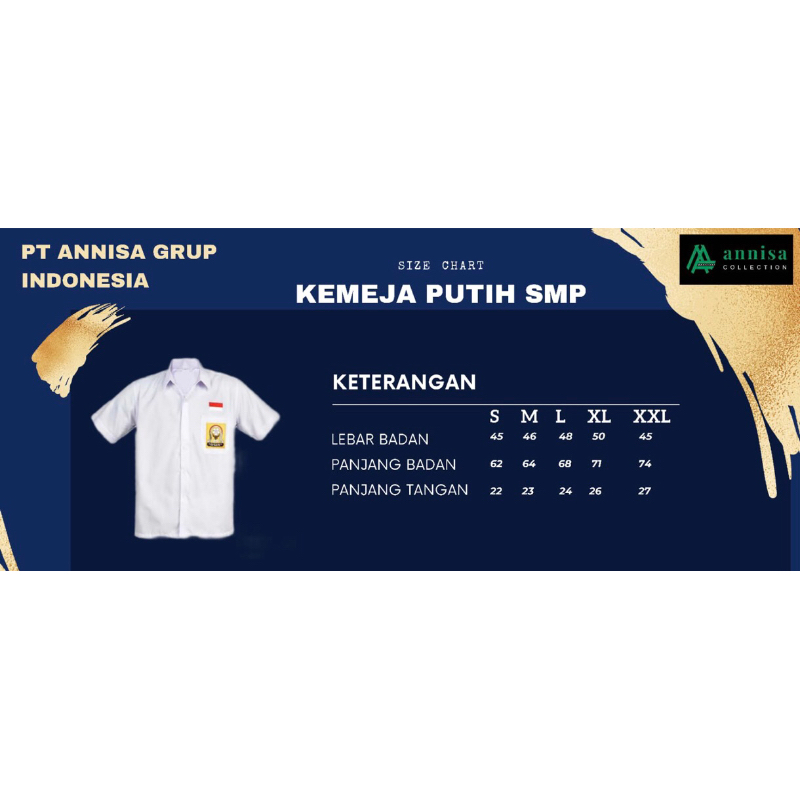 

SERAGAM SEKOLAH MENENGAH PERTAMA( SMP )KEMEJA PENDEK