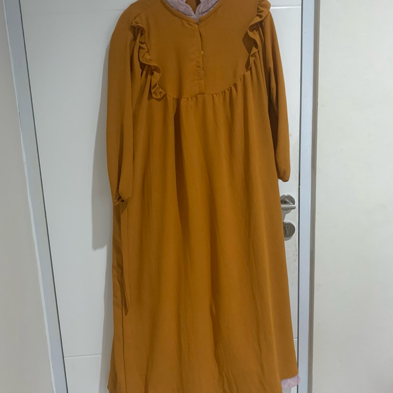 Gamis Rempel Dada Katun Susun Bawah Crinkle All size