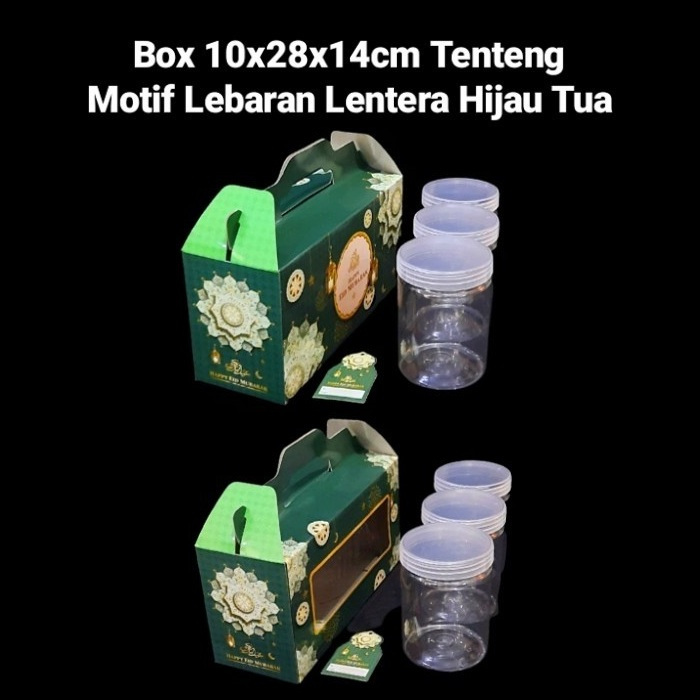 

(5 pcs) kardus tenteng hampers idul fitri dus 3 toples tabung jar box parcel lebaran packaging toples nastar 10x28x14 cm