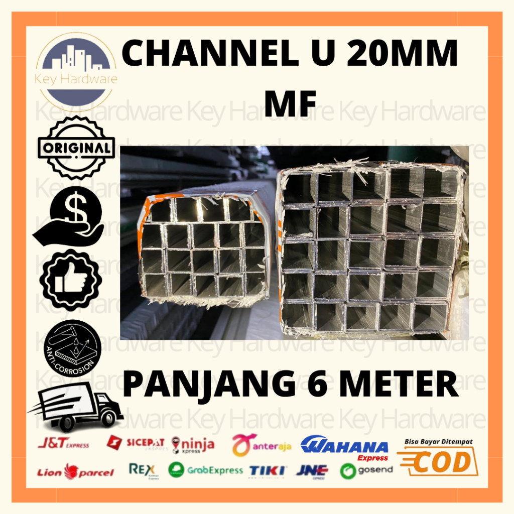 Channel U/ LIst U Aluminium 20mm MILL FINISH | GRATIS ONGKOS POTONG