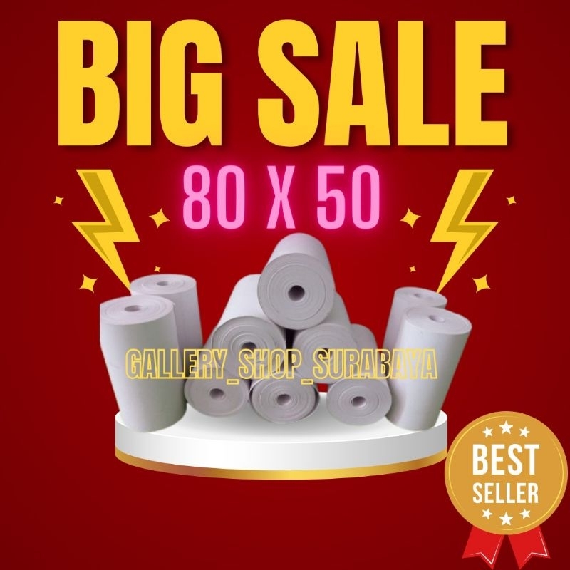 

READY LANGSUNG KIRIM KERTAS THERMAL STRUK KASIR 80X50MM ROLL ISI 10 ROLL POLOS CORELESS FULL KERTAS CETAK SURABAYA LEBIH HEMAT DAN MURAH