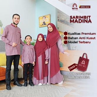 Madina Sarimbit Set Keluarga (Koko, Gamis, Kerudung) Warna Maroon - Bahan Ceruti Baby dolll