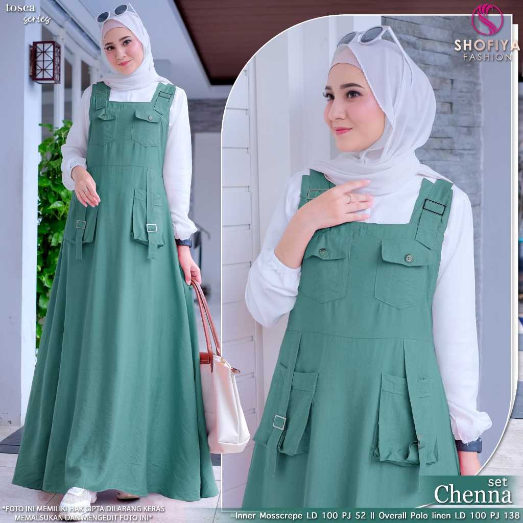 Gamis OVERALL remaja DAN dewasa inner plus outer cardigan CHENNA dress  by shofiya