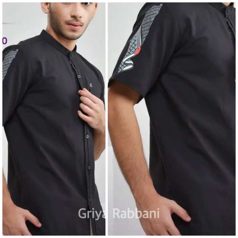 kemko ghazam pdk - kemko dimar rabbani - baju koko warna hitam pendek - baju koko pendek - baju koko