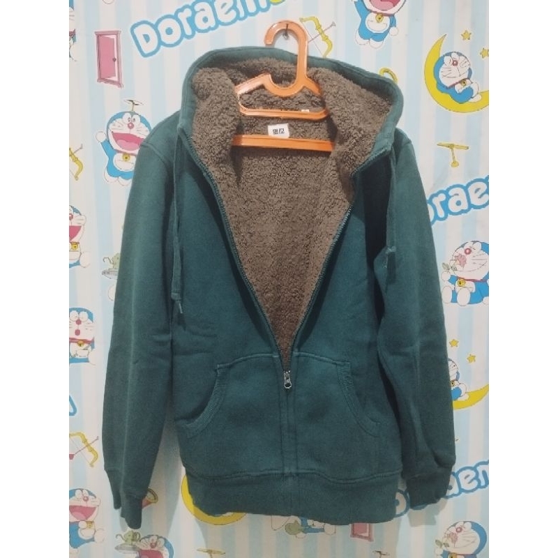 Uniqlo Sherpa Hijau Botol (Unisex)