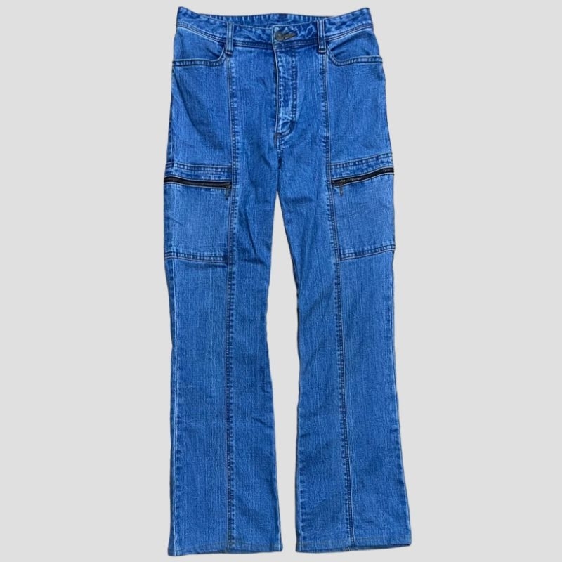 Celana denim semi cargo bootcut  | Cargo denim bootcut pants