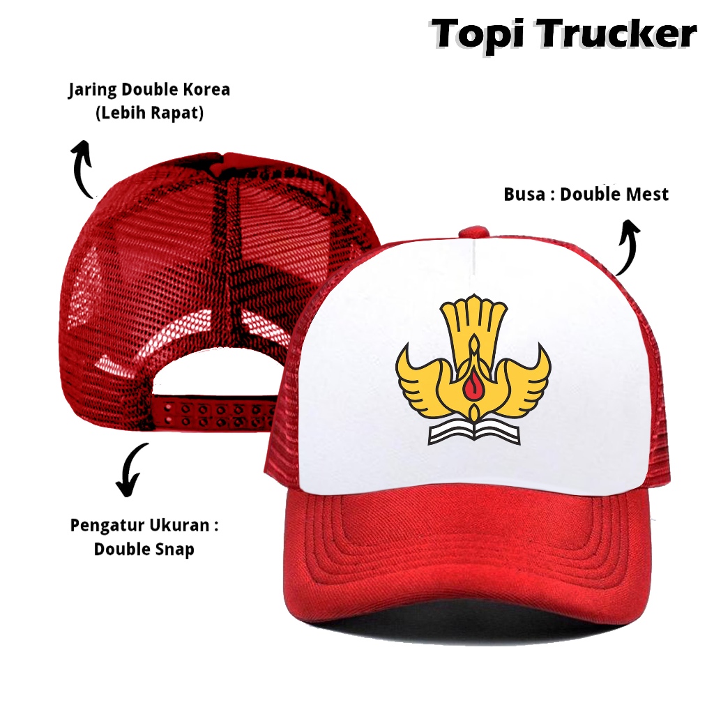 Topi Trucker Sablon Logo SD SMP SMA SMK STM Topi Pria Wanita Custom Sablon Logo SD