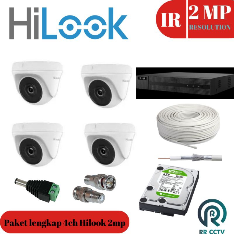 CCTV HILOOK PAKET 4CH LENGKAP GARANSI RESMI