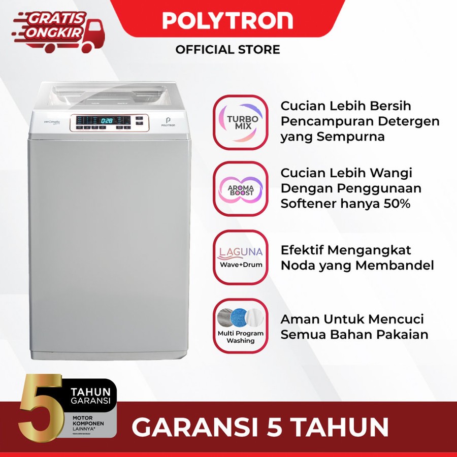 MESIN CUCI POLYTRON PAW 7028W / POLYTRON MESIN CUCI 1 TABUNG ZEROMATIC LAGUNA HIJAB PAW 7028 [7KG]
