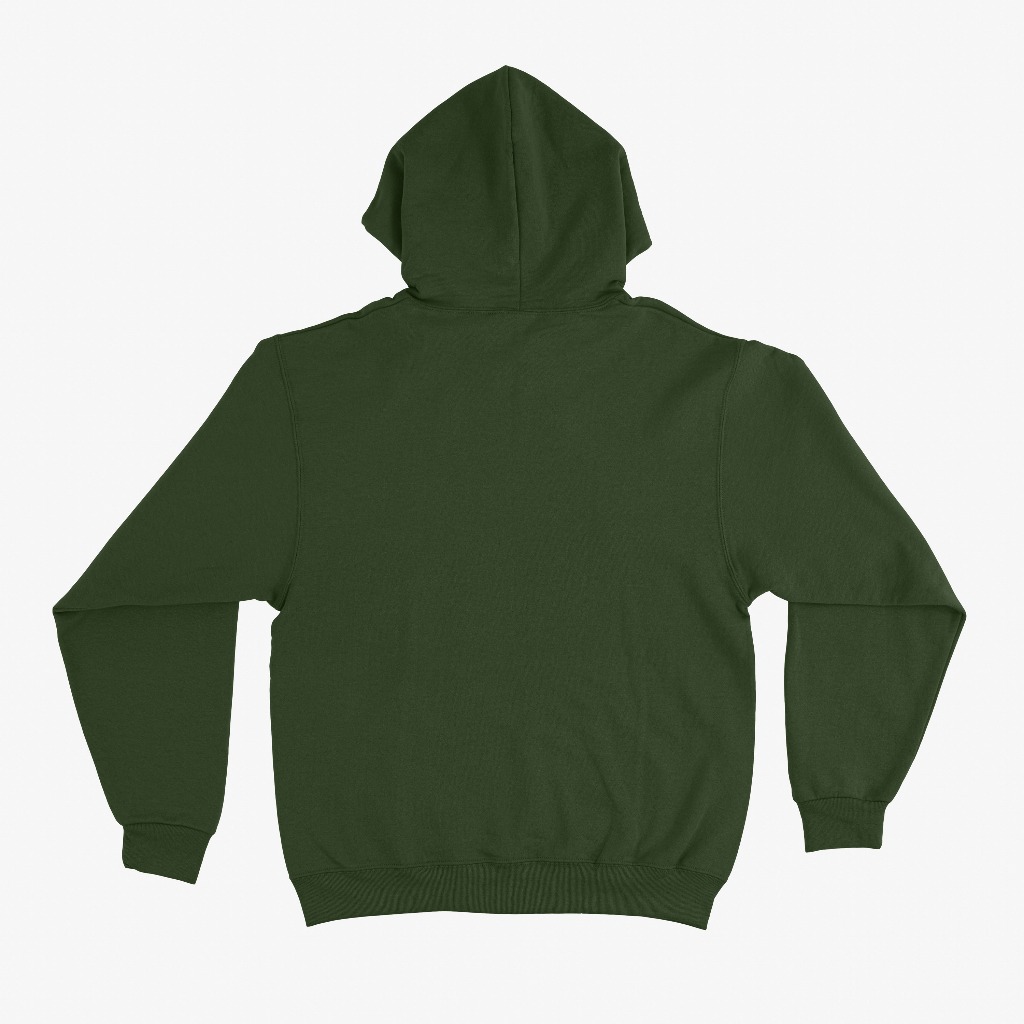 Hoodie Sweater Polos Premium Hijau Army Green Dewasa Boxy Jaket Kupluk Fleece Gramasi 280 PE Pria Wa