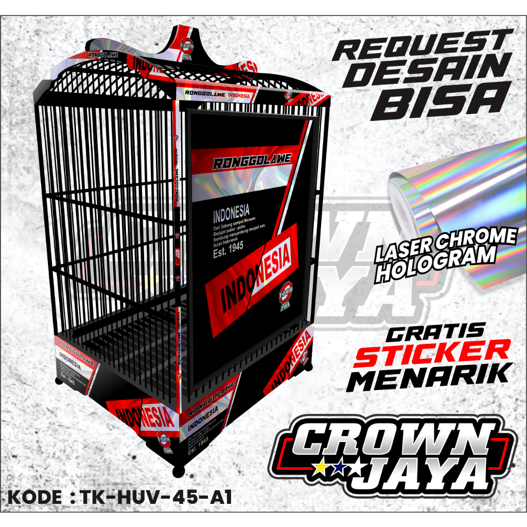 Decal Sangkar Kotak EBOD RONGGOLAWE INDONESIA UV Hologram Nomer 1 2 3 | Decal Ronggolawe Merah Putih