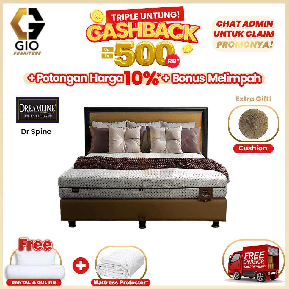 Kasur Dreamline Dr. Spine T19 / Dreamline Springbed Dr. Spine T19 (Full Set Mattress + Divan + Headb