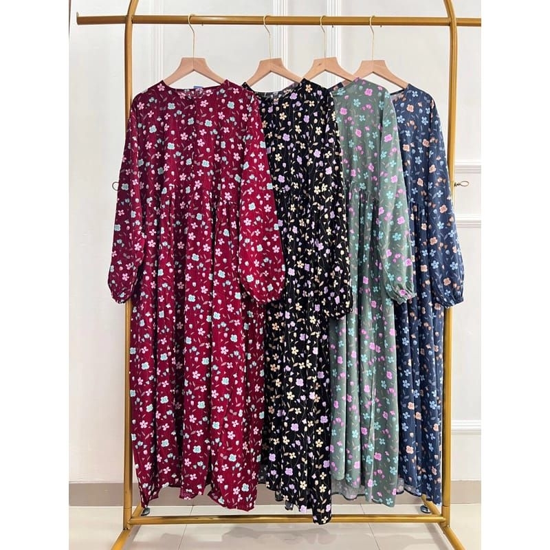 Dres rayon viscose premium motif bunga-bunga